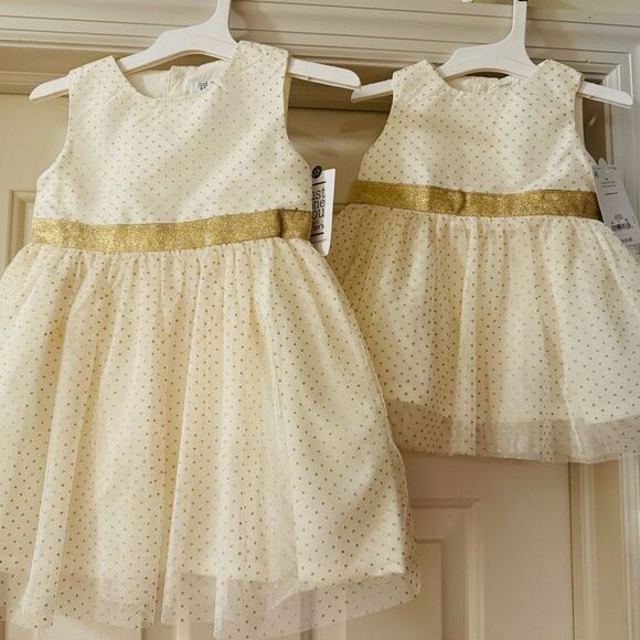 Just one you by Carters special occasion ivory & gold dress NWT - Picture 4 of 11